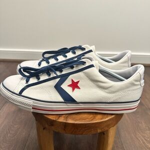 Converse All Star Player Ox White Parchment/Valor Blue Men's Sneakers, Size 12